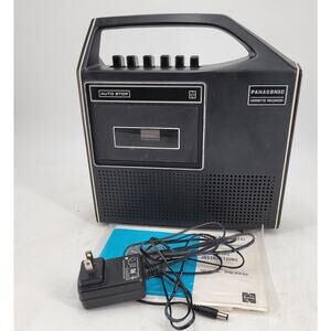 Panasonic Portable AC/DC Cassette Recorder with Adapter and Instructions